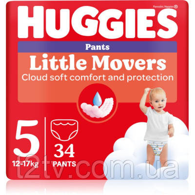 Підгузки Huggies Little Movers/Pants 5 (12-17 кг) для хлопчиків 34 шт (5029053564289)