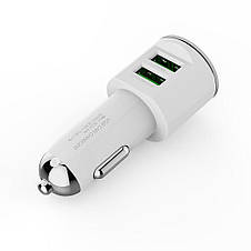 Автомобільний USB адаптер LDNIO 2USB 3.4A + шнур Lightning White DL-C29, фото 4
