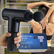Вібраційний ударний м'язовий масажер для тіла FACIAL GUN KH-320 з 4 насадками Чорний