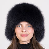 Жіноча хутряна шапка ушанка з хутра песця з помпоном на трикотажній основі "Зимушка", фото 2