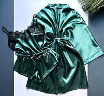 Комплект жіночий, халат-майка-шорти