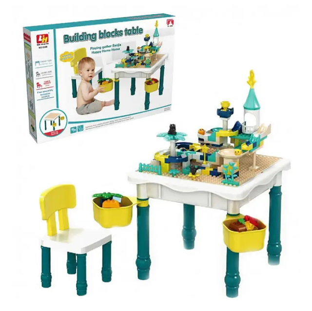 Ігровий дитячий столик 6 в 1 з блоковим конструктором, 6309