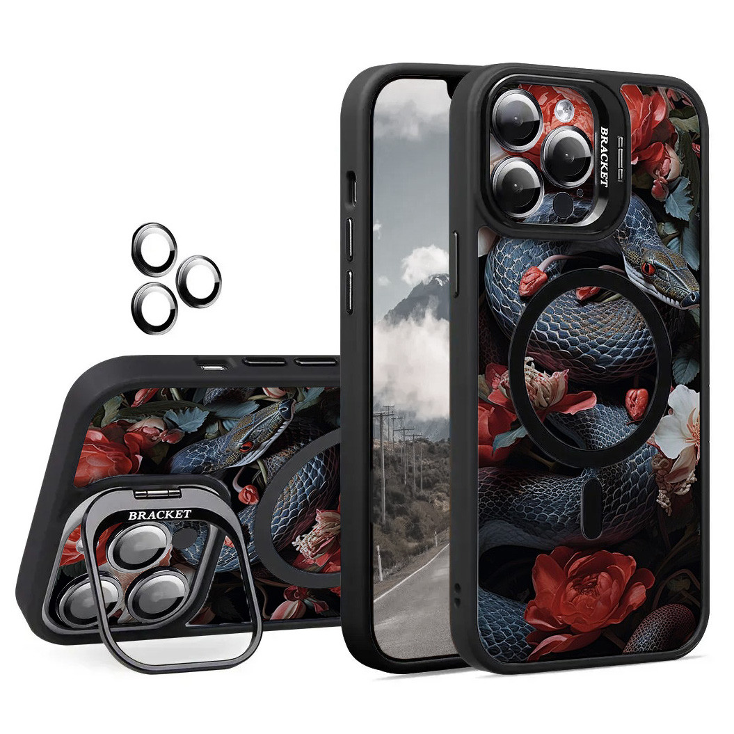 Чохол з фотодруком U1 Photo Magsafe Case для Apple iPhone 14 Pro Snake in Flowers