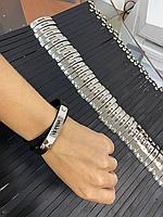 Широкий браслет з шкіри, різана пластина з нержавіючої сталі, з гравіюванням будь-якого тексту, переставна застібка