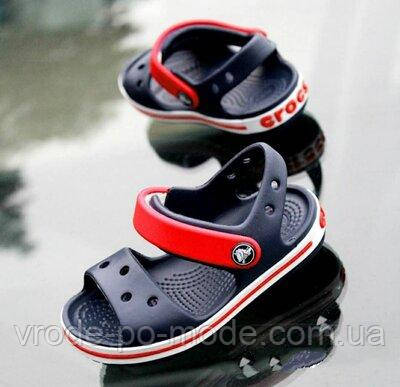 Дитячі зручні сині сандалі на липучці, літнє взуття з піни Crocs Sandal Kids для хлопчиків та дівчаток, оригінал