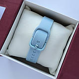 Невеликий жіночий наручний годинник Bolun блакитний з цифрами, на м'якому силіконовому ремінці, код - 2494а, фото 3