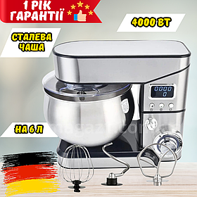 Міксер планетарний тістоміс 4000 Вт Top Kitchen кухонний тістоміс з металевою чашею 6 л на 6 швидкостей