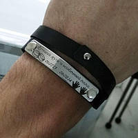 Шкіряний браслет на 2 оборота з накладною шильдою, регулюється під будь який розмір, для чоловіка на подарунок