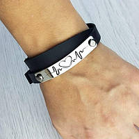 Кожаний браслет на 2 оберти з нержавіючою шильдою та персональним лазерним гравіюванням для сина на подарунок. Оплата на пошті