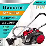 Потужний пилосос Rainberg 4200Вт Компактний контейнерний пилосос Пилосос з турбощіткою К2, фото 2