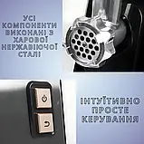 Електром'ясорубка Rainberg з шинковкою Потужна м'ясорубка 3000Вт Побутова м'ясорубка з 9 насадками К2, фото 6