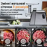 Електром'ясорубка Rainberg з шинковкою Потужна м'ясорубка 3000Вт Побутова м'ясорубка з 9 насадками К2, фото 9