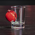 Набір із 6 чарок "Літо" з художніми вставками (яблуко, гранат, груша) на дерев'яній підставці, фото 6