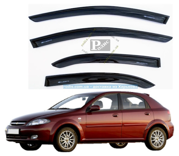 Дефлектори вікон "AV-Tuning" — Вітровики CHEVROLET Lacetti Hb 2003 (на скотчі) Лачетті хетчбек