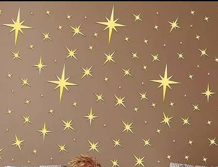 Дзеркальні золоті наклейки пластикові зірки від 2 до 14,9 см 42 шт набір Б336, фото 1