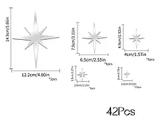 Дзеркальні золоті наклейки пластикові зірки від 2 до 14,9 см 42 шт набір Б336, фото 2
