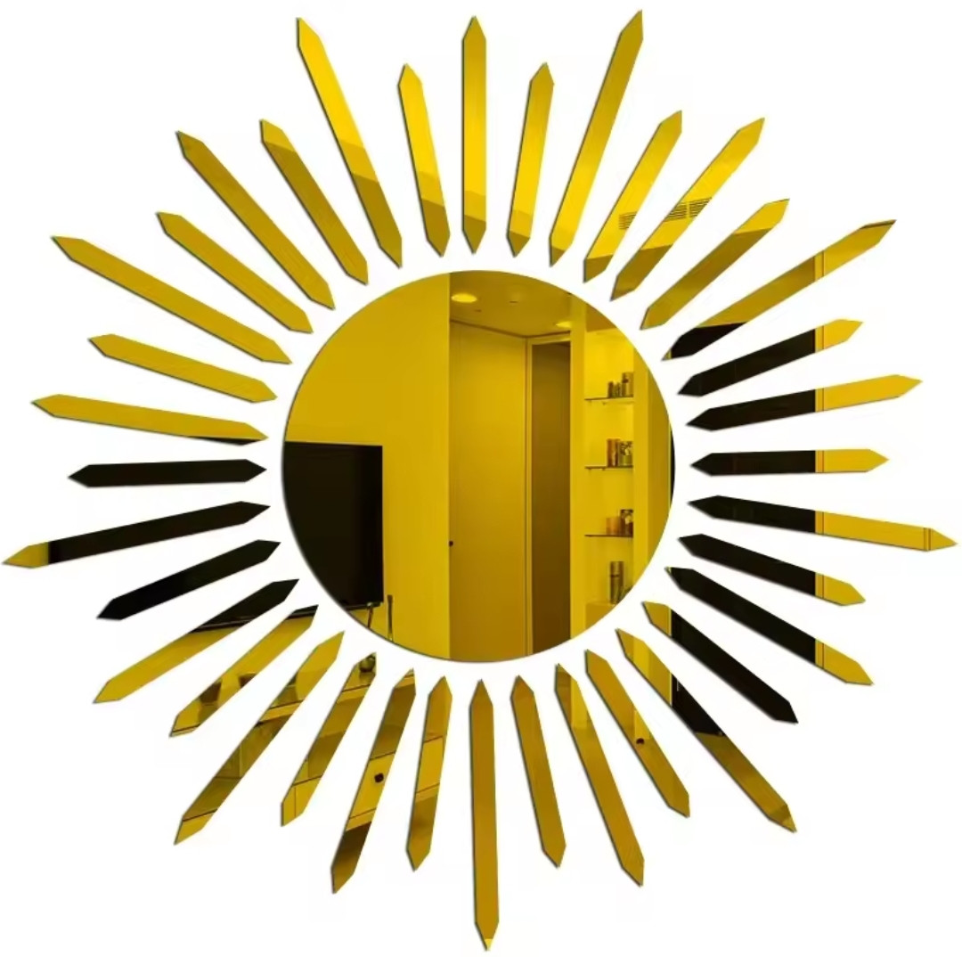 Пластикове золоте Сонце дзеркальне 36 см наклейки Б167-15