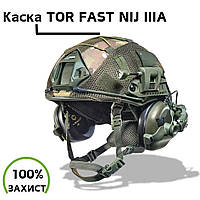 Каска TOR FAST з водостійкими навушниками Earmor М31 Шолом тактичний з системою Tym wendy Військова каска з навушниками