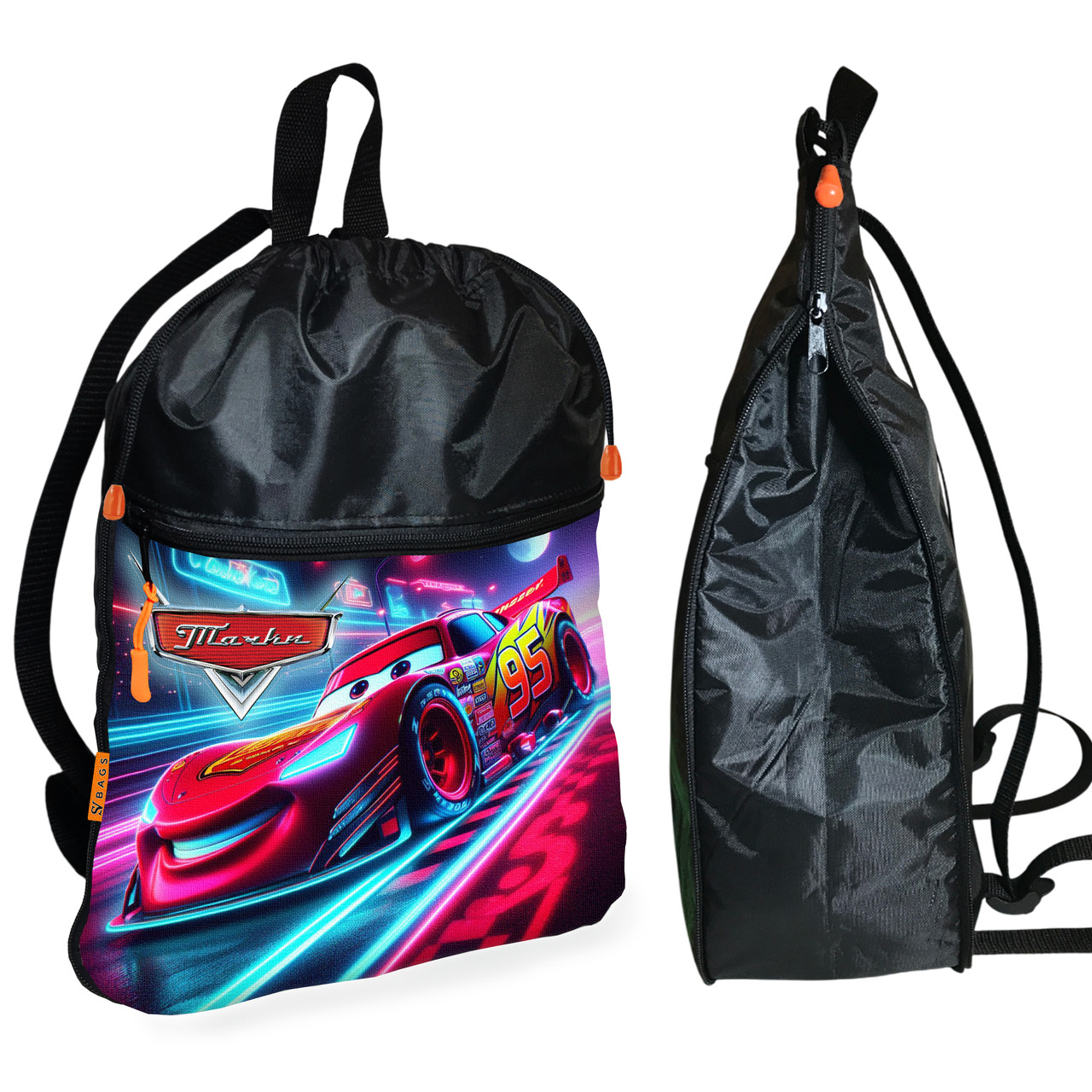 Рюкзак-мішок для взуття, спортивної форми Тачки Блискавка Маквін дитяча сумка для змінки з розширювачем (01442), фото 1