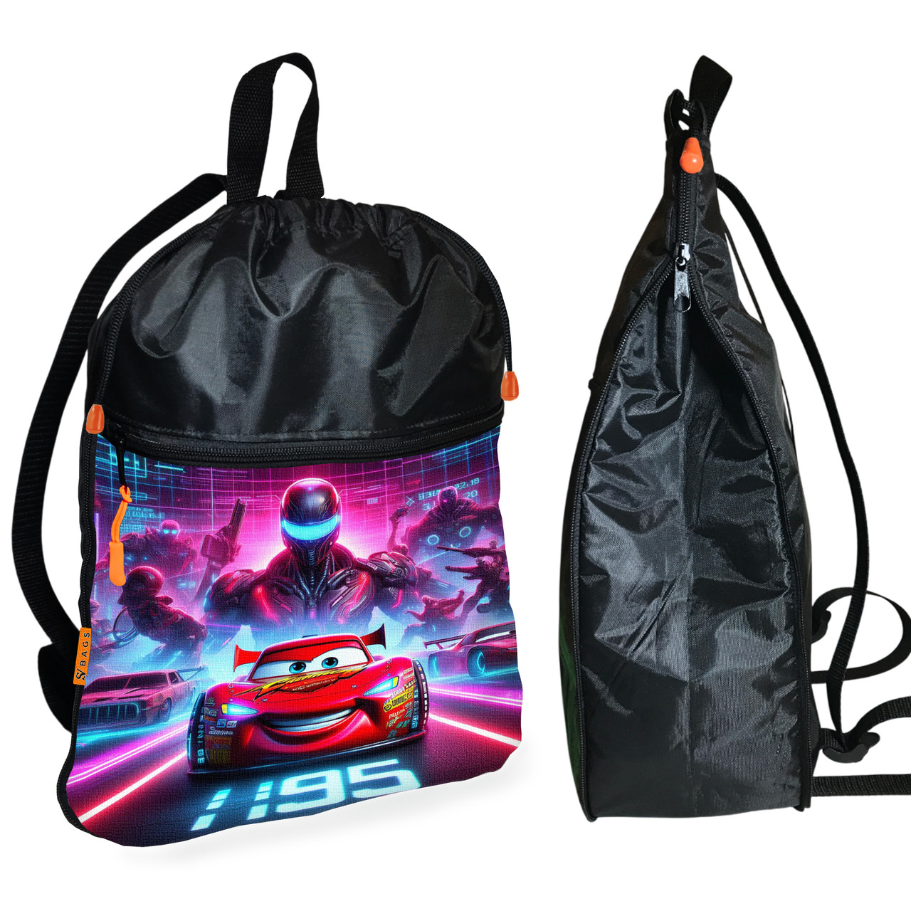 Рюкзак-мішок для взуття, спортивної форми Тачки Блискавка Маквін дитяча сумка для змінки з розширювачем (01443), фото 1