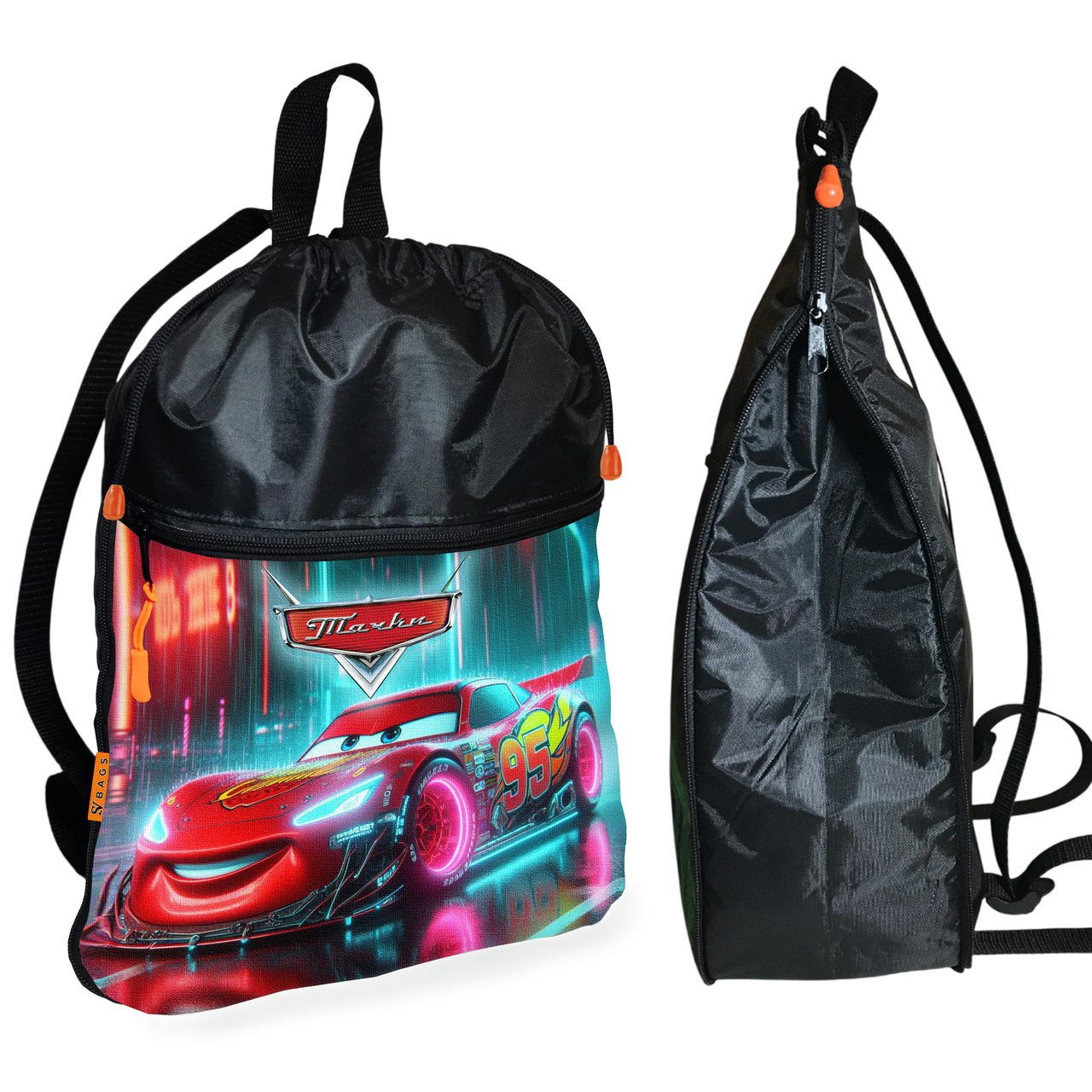 Рюкзак-мішок для взуття, спортивної форми Тачки Блискавка Маквін дитяча сумка для змінки з розширювачем (01444), фото 1