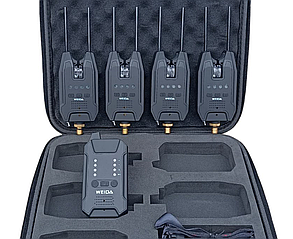 Набір сигналізаторів клювання 4+1 Weida CF02-4 з бічними фіксаторами вудилища - короповий набір сигналізаторів