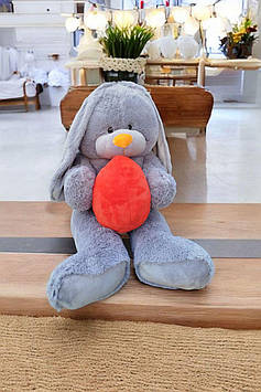 М'яка іграшка Зайчик із яйцем 140 см Пухнастий плюшевий зайчик Плюшева іграшка для дівчаток Сірий