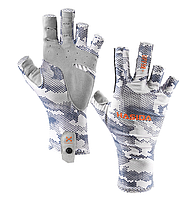 Солнцезащитные противоскользящие перчатки Lure Hasida беспалые для рыбалки (серые)