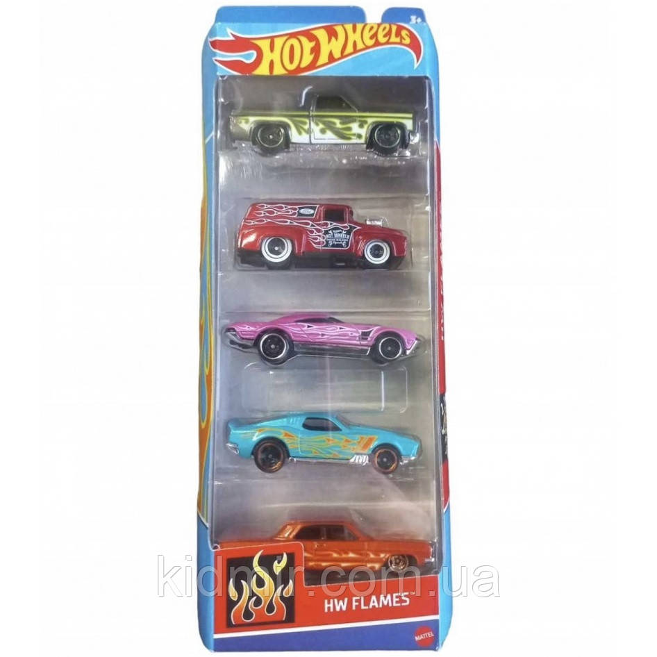 Набір машинок Хот Вілс 5 шт Hot Wheels HW Flames HTV47