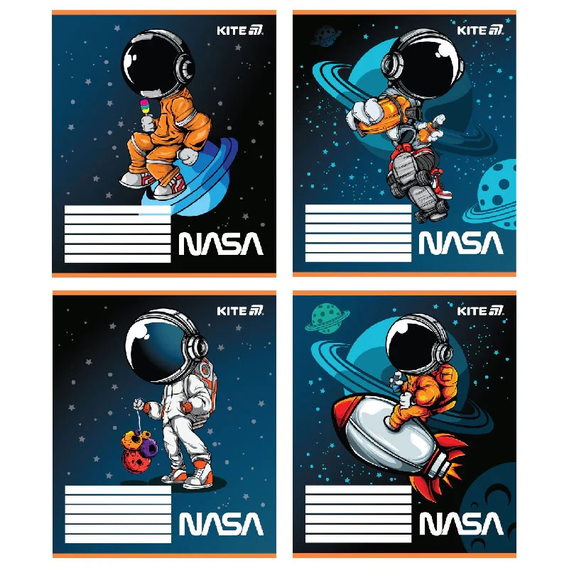 Зошит шкільний Kite NASA NS25-235, 12 аркушів, коса лінія, фото 1