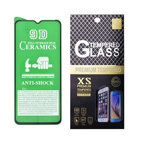 Протиударна захисна плівка Ceramics 9D для Samsung Galaxy M02, M02s, M04, F02s, F04, F12, F13, F23 5G з чорною рамкою, глянцева