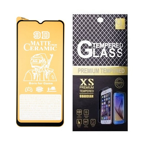 Протиударна захисна плівка Ceramics 9D для Samsung Galaxy M02, M02s, M04, F02s, F04, F12, F13, F23 5G з чорною рамкою, матова