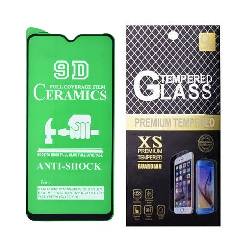 Протиударна захисна плівка Ceramics 9D для Samsung Galaxy A10, A10s, M01s, M10, A105, A107, M017 з чорною рамкою, глянцева