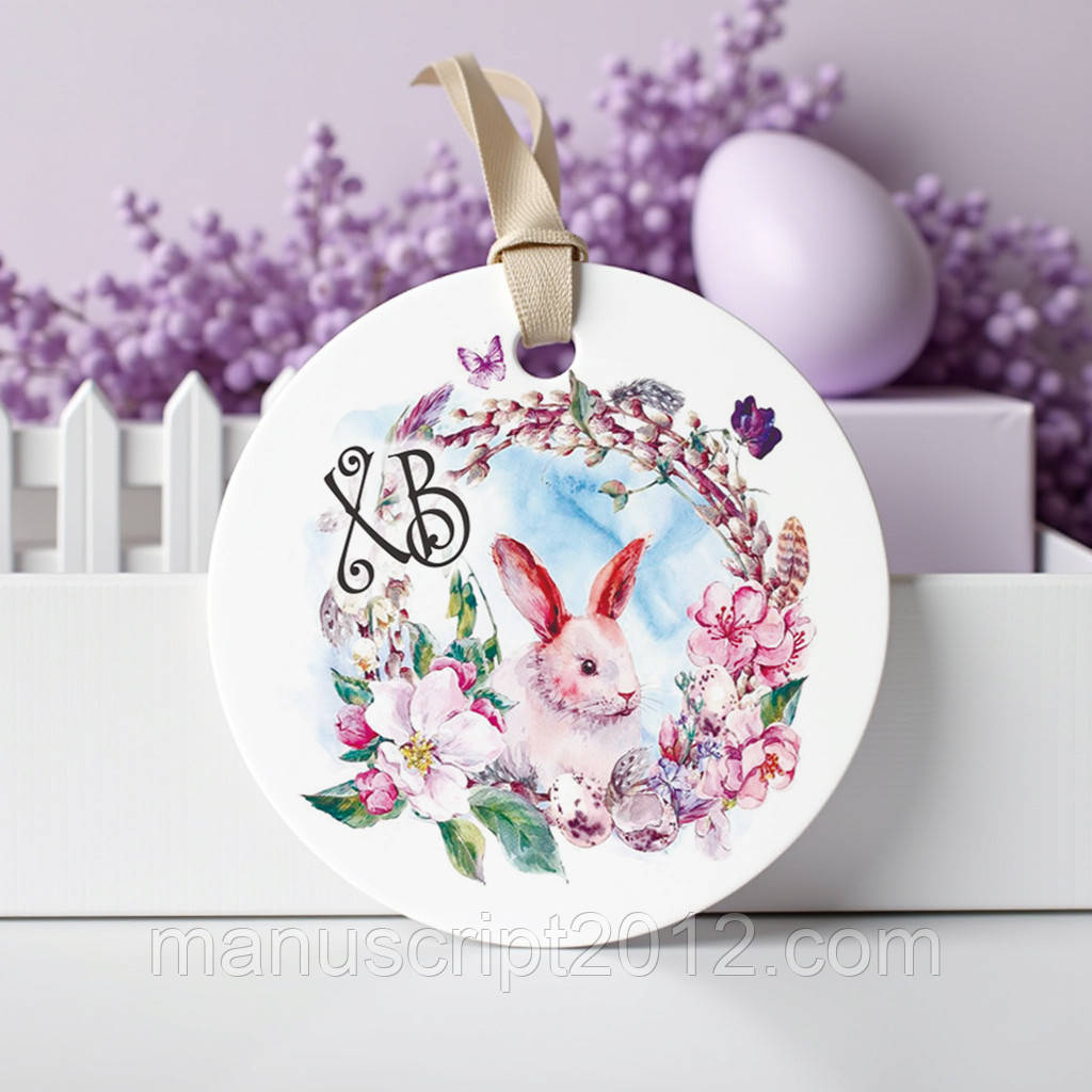 Бірка Великодня (50мм.) "Кролик у віночку"
