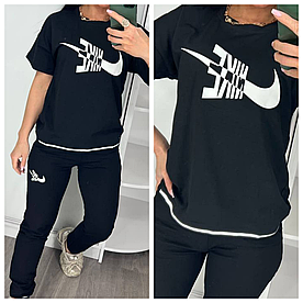 Літній жіночий костюм Nike чорний (трикотаж двунитка Туреччина)
