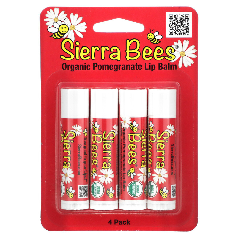 Органічні бальзами для губ Sierra Bees набір гранат 4 шт. по 4,25 г