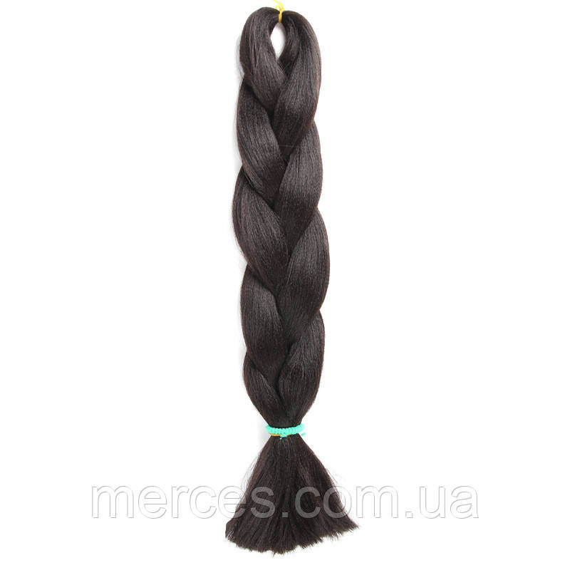 Канекалон чорно-коричневий 2# 60см 100г термостійкий однотонний Jumbo коса для плетіння афро кіски дред брейдів, фото 1