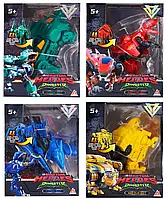 Набір роботів 4 шт Динозавр-трансформерів 13 см Dinoster Quantum Heroes Лучио Оз Делбі Джей Мін герої Діностер