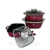 Комплект квадратних каструль Higher Kitchen Каструлі з антипригарним покриттям Набір каструль 8 предметів К2, фото 3