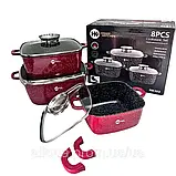 Комплект квадратних каструль Higher Kitchen Каструлі з антипригарним покриттям Набір каструль 8 предметів К2, фото 4