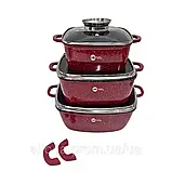 Комплект квадратних каструль Higher Kitchen Каструлі з антипригарним покриттям Набір каструль 8 предметів К2, фото 5