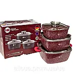 Комплект квадратних каструль Higher Kitchen Каструлі з антипригарним покриттям Набір каструль 8 предметів К2, фото 6