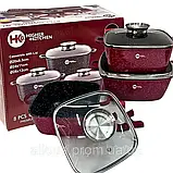 Комплект квадратних каструль Higher Kitchen Каструлі з антипригарним покриттям Набір каструль 8 предметів К2, фото 8