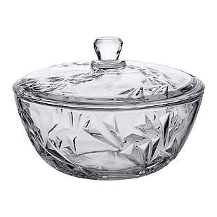 Салатниця скляна з кришкою 24 см під кришталь HP-YH-62