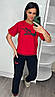 Літній жіночий костюм Nike червоний (трикотаж двунитка Туреччина), фото 2