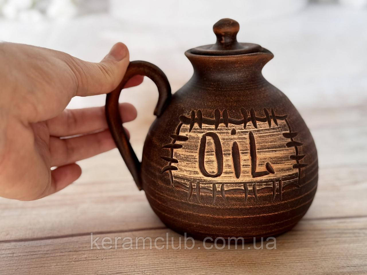 Глиняна ємність кувшин для Олії 1 л, фото 1