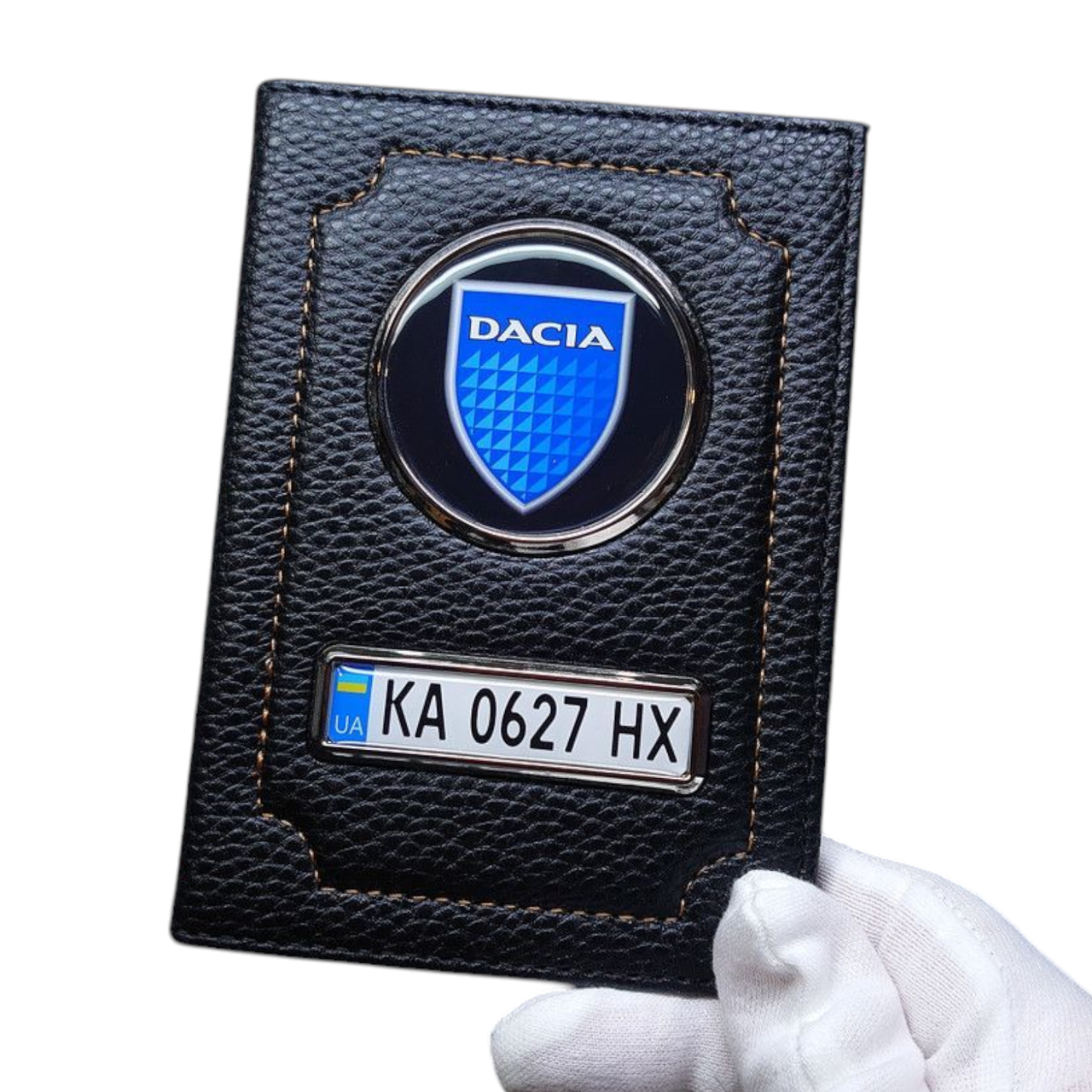 Обкладинка для автодокументів DACIA, подарунок водію обкладинка з номером авто Дачія