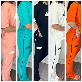 Літній жіночий костюм Nike з футболкою чорний/білий помаранчевий/кораловий/бірюзовий (трикотаж двунитка Туреччина)