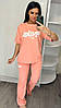 Літній жіночий костюм Nike з футболкою кораловий (трикотаж двунитка Туреччина), фото 4