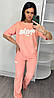 Літній жіночий костюм Nike з футболкою кораловий (трикотаж двунитка Туреччина), фото 5